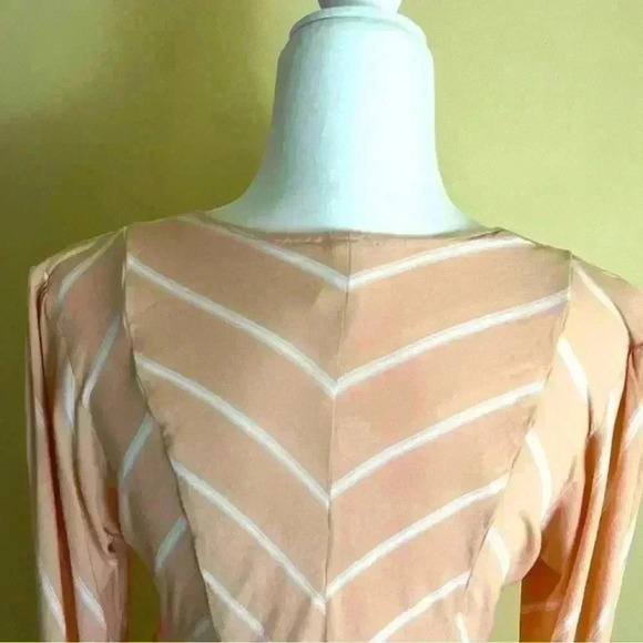 Free People Coral/White Stripe Scoop Neck Button Tiered Crop Peasant Top Size S - Picture 10 of 10